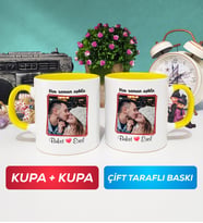 İkili Sevgiliye Sevgililer Günü Hediyesi 9 Kupa Bardak Sarı