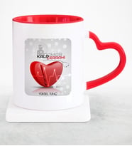 BK Gift Kişiye Özel Mesleki Kalp Damar Cerrahi Kırmızı Kalpli Kupa Bardak  2
