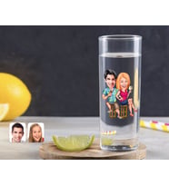 BK Gift Kişiye Özel Renkli Baskılı Sevgililer Karikatürlü Vodka Bardağı-51 (Beyaz)