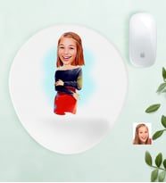 BK Gift Kişiye Özel Bayan Karikatürlü Bilek Destekli Mouse Pad-12 (Beyaz)
