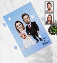 Kişiye Özel Gelin Damat Karikatürlü A4 99 Parça Puzzle Mod-8