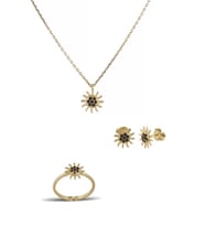 Güneş Gümüş Set İnlove Gümüş Kolye Set Takı (Sarı)