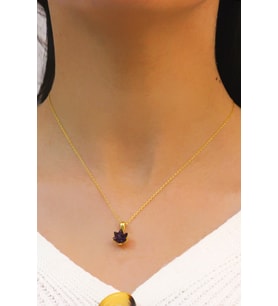 Lotus Çiçeği Ametist Taşlı Gümüş Kolye