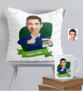 BK Gift Kişiye Özel Bay En İyi Öğretmen Temalı Karikatürlü Yastık Kupa Seti