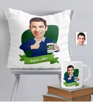 BK Gift Kişiye Özel Bay En İyi Öğretmen Temalı Karikatürlü Yastık Kupa Seti