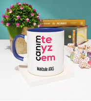 Teyzeye Canım Teyzem Tasarımlı Kişiye Özel Teyze Kupa Bardak Lacivert