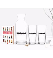 BK Gift Kişiye Özel Renkli Baskılı Batman Tasarımlı Turistik İkili Rakı Bardağı Karaf ve Cep Kitabı Hediye Seti-2 (Model 1)