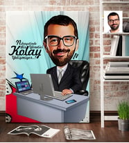 BK Gift Kişiye Özel Bay Genel Müdür Karikatür Kanvas Tablo 70x100cm 1