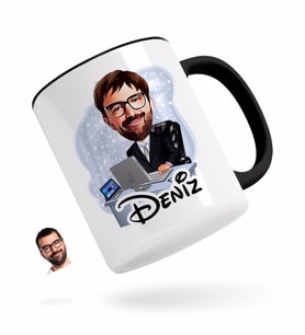 BK Gift Kişiye Özel Erkek Genel Müdür Karikatürlü Siyah Kupa Bardak-1