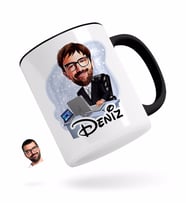 BK Gift Kişiye Özel Erkek Genel Müdür Karikatürlü Siyah Kupa Bardak-1