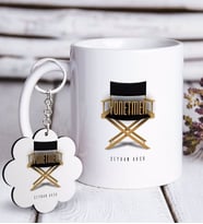 BK Gift Kişiye Özel Mesleki Yönetmen Beyaz Kupa ve Anahtarlık Hediye Seti (Model 1)