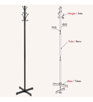 Portatif Ayaklı Elbise Askısı 32mm (Siyah)