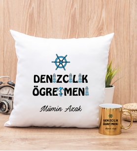 Denizcilik Öğretmeni Yastık ve Gold Kupa Bardak