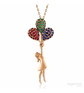 Gümüş Uçan Balonlu Kız Kolye - N073501