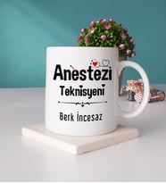 Anestezi Teknisyeni Tasarımlı Kişiye Özel Hediye Anestezi Teknisyeni Kupa Bardak ve Taş Bardak Altlığı Seti