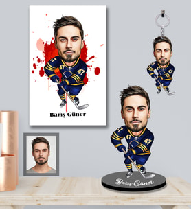 Kişiye Özel Sporcu Karikatürlü 3 lü Hediye Seti Bay-6