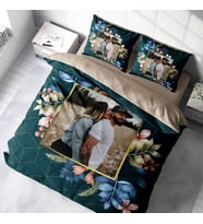 MonoHome Kişiye Özel 3D Pamuk Saten Çift Kişilik Nevresim Takımı Frame Flowers