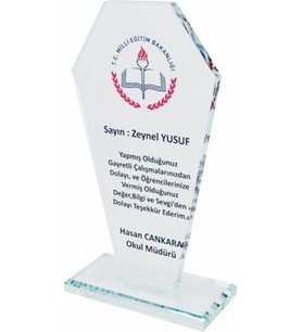Kristal Plaket Beyaz Safir