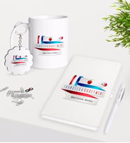 BK Gift Kişiye Özel Fransızca Öğretmeni Kupa Anahtarlık Beyaz Defter Kalem Hediye Seti-2 (Model 1)