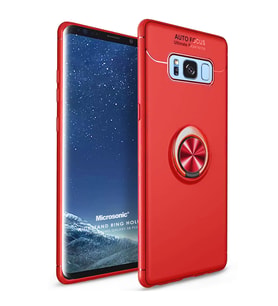 Microsonic Samsung Galaxy S8 Plus Kılıf Kickstand Ring Holder Kırmızı