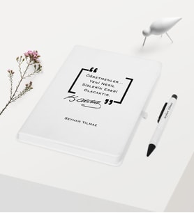 BK Gift Kişiye Özel Atatürk Temalı Beyaz Defter Kalem Hediye Seti - 1