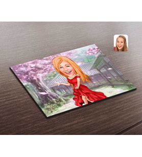 BK Gift Kişiye Özel Kadın Manken Karikatürlü Ahşap Puzzle-1