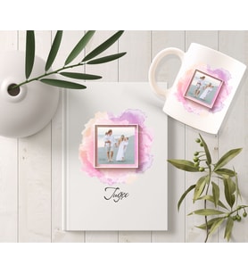 BK Gift Kişiye Özel İsimli Fotoğraflı Beyaz Defter ve Kupa Seti - 01