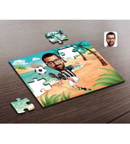 BK Gift Kişiye Özel Siyah Beyaz Futbolcu Karikatürlü Ahşap Puzzle-1