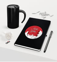 BK Gift Kişiye Özel Yılbaşı Mutlu Yıllar Temalı Siyah Defter Kalem Termos Mug Seti - 1