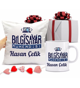 Bilgisayar Mühendisi Kupa Bardağı ve Yastığı Hediye Seti (Model 1)