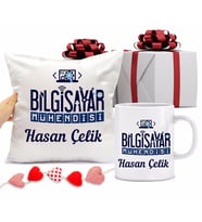 Bilgisayar Mühendisi Kupa Bardağı ve Yastığı Hediye Seti (Model 1)