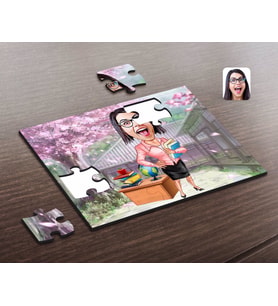 BK Gift Kişiye Özel Kadın Öğretmen Karikatürlü Ahşap Puzzle-5