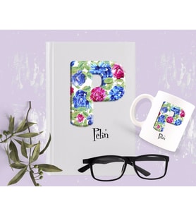 BK Gift Kişiye Özel Harf Tasarımlı Beyaz Defter ve Kupa Hediye Seti-23 (Model 1)
