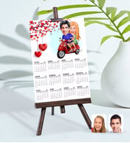 BK Gift Kişiye Özel 15x21 cm Fotoğraf Kartlı Sevgililer Karikatürlü Şövaleli 2024 Takvim -10 (Beyaz)