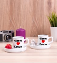 Sevgililere Özel İsim Yazılı İkili Concept Kahve Fincanı Takımı