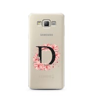 Pembe Çiçekli Harf Tasarım Süper Şeffaf Silikon Telefon Kılıfı Samsung A7 (2015)