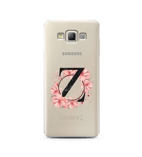 Pembe Çiçekli Harf Tasarım Süper Şeffaf Silikon Telefon Kılıfı Samsung A7 (2015)