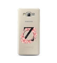 Pembe Çiçekli Harf Tasarım Süper Şeffaf Silikon Telefon Kılıfı Samsung A7 (2015)