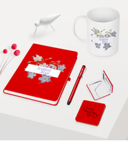 Kadınlar Gününe Özel Kırmızı Defter Kalem Kupa Ayna Seti - 11