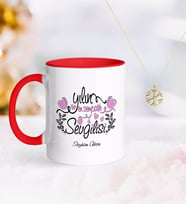BK Gift Kişiye Özel Yılın En Sempatik Sevgilisi Kırmızı Kupa ve Kar Tanesi Kolye (Model 1)