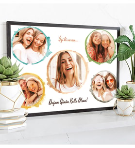 Kişiye Özel 5 Fotoğraf Baskılı-Doğum Günü Mesajlı Fotoğraf Çerçevesi