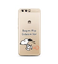 Snoopy Tasarımlı Süper Şeffaf Silikon Telefon Kılıfı Huawei P10 