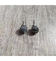Küpe Kadın Şambala Model Swarovski Taşlı Gri Top Küpe Takı Aksesuar