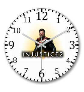 Superman Injustice  Duvar Saati Bombeli Gercek Cam