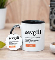 Sevgili Kelime Anlamı Siyah Kupa Bardak Ve Anahtarlık Set