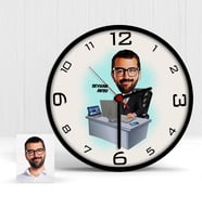 BK Gift Kişiye Özel Genel Müdür Karikatür Ahşap Duvar Saati  2