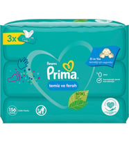 Prima Islak Havlu Mendil Temiz ve Ferah (Bitki Bazlı) 52 Yaprak (3 Lü Pk) 156 Yaprak