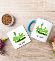 Gıda Mühendisi Mavi Kupa Bardak Ve Bardak Altlığı Seti