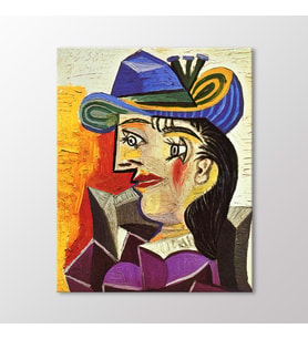 Arty Tablo Woman With A Blue Hat Tablo (Karışık)