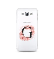 Pembe Çiçekli Harf Tasarım Süper Şeffaf Silikon Telefon Kılıfı Samsung A8 (2015)